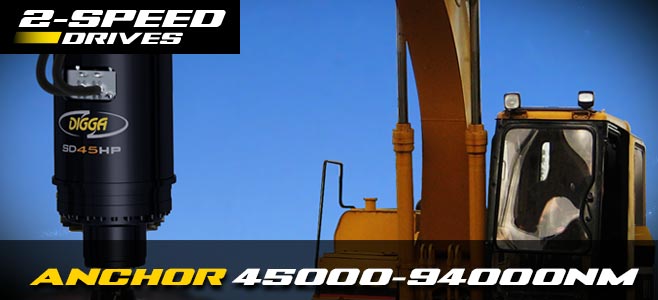 High powered anchor drives: 2 speed for excavators 45000nm-94000nm - Digga Europe