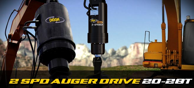 Auger drives: 2 speed for large excavators 20-50 tonnes - Digga Europe